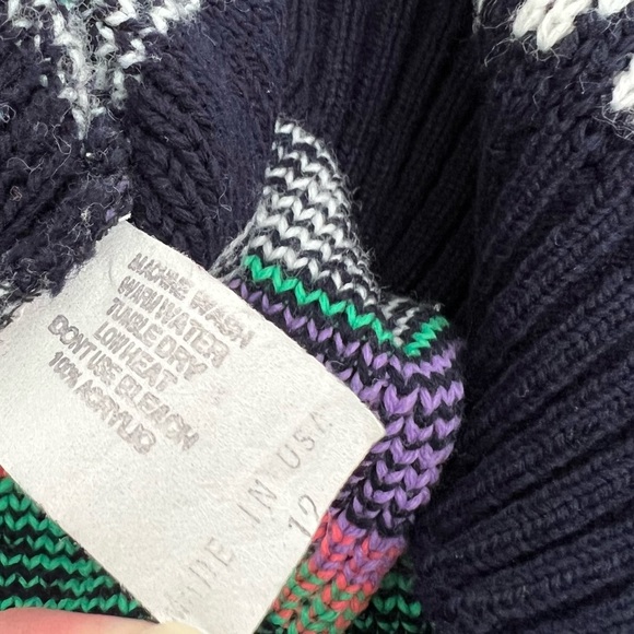 Vintage 80s Clifton Place Fair Isle Sweater Made in USA Size 12 - Picture 13 of 16